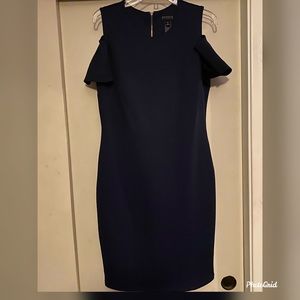Navy blue dress with cold shoulders